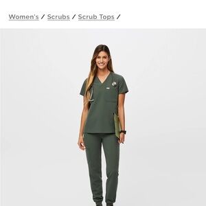 Figs Moss Green Scrub Top and Pants